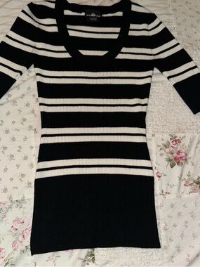 It's Our Time Black & White Striped Knit Top